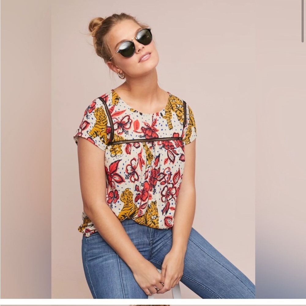 Anthropologie Tiger Blouse by Corey Lynn Calter XS